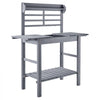 VEVOR Potting Bench Table, Outdoor Gardening Workstation with Sink, 37-55in Adjustable Wood Tabletop, Garden Work Station with Storage Shelves, Hooks for Patio, Backyard, Classic Grey