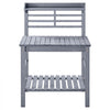 VEVOR Potting Bench Table, Outdoor Gardening Workstation with Sink, 37-55in Adjustable Wood Tabletop, Garden Work Station with Storage Shelves, Hooks for Patio, Backyard, Classic Grey