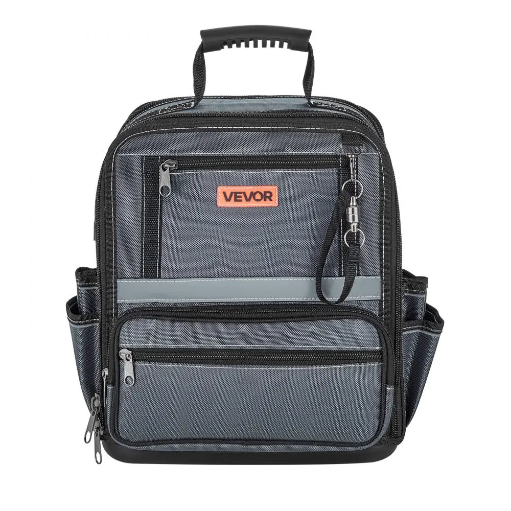 VEVOR Tool Bag, 13.2 Inch, 34-Pocket Portable Large Tool Box Organizer Storage, Carry Toolbox with Hard Plastic Base, Large Zipper, Adjustable Shoulder Strap, for Men Women Dad Husband Fathers Day