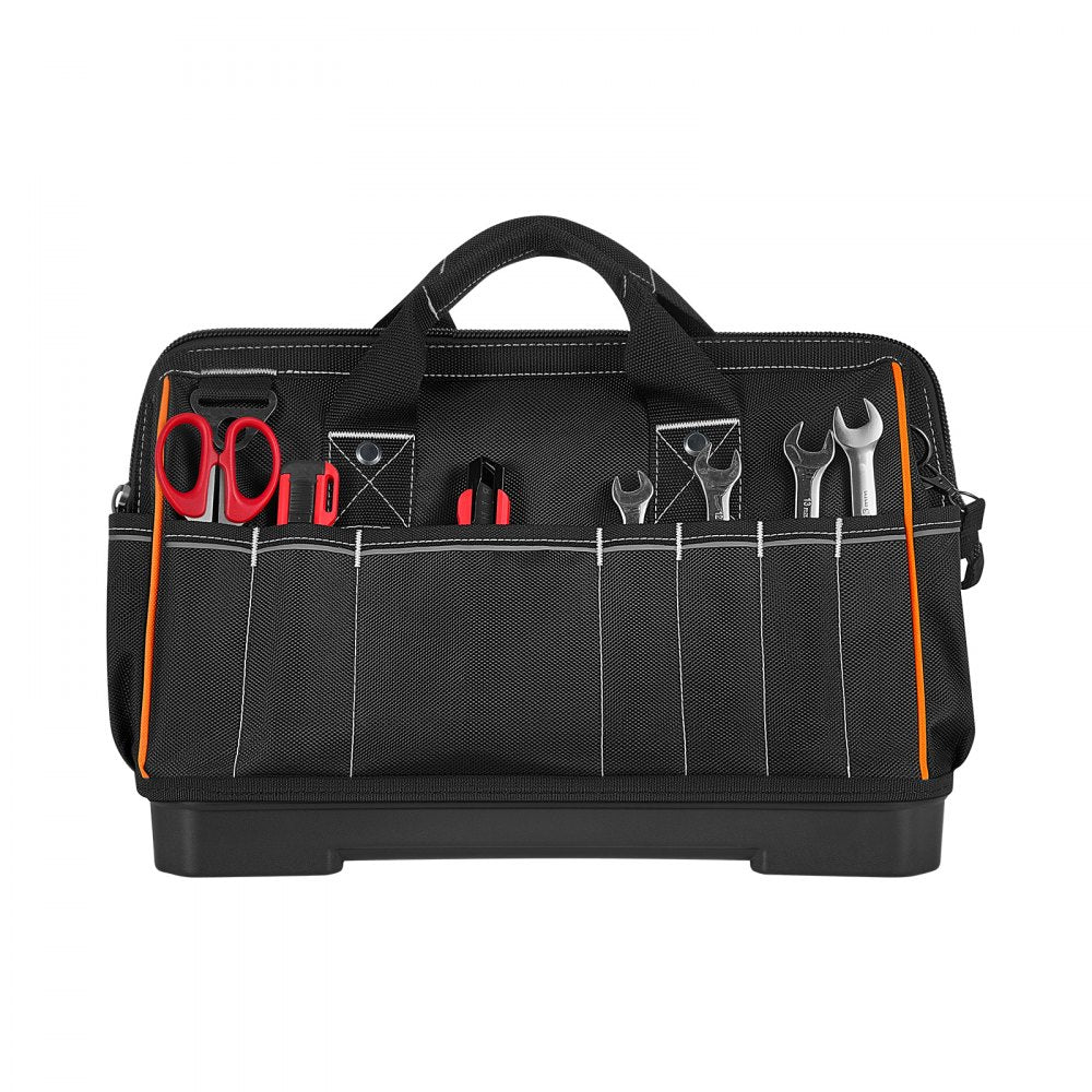 VEVOR Tool Bag, 16.1 Inch, 33-Pocket Portable Large Tool Box Organizer Storage, Toolbox with Water-Resistant Base, Zipper, Adjustable Shoulder Strap Toolbag, for Men Women Dad Husband Fathers Day