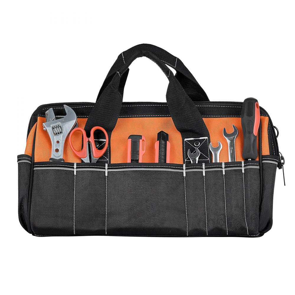VEVOR Tool Bag, 15.7 Inch, 33-Pocket Portable Tool Box Organizer Storage, Toolbox with Soft Handle, Large Zipper, Adjustable Shoulder Strap, Carrying Toolbag, for Men Women Dad Husband Fathers Day