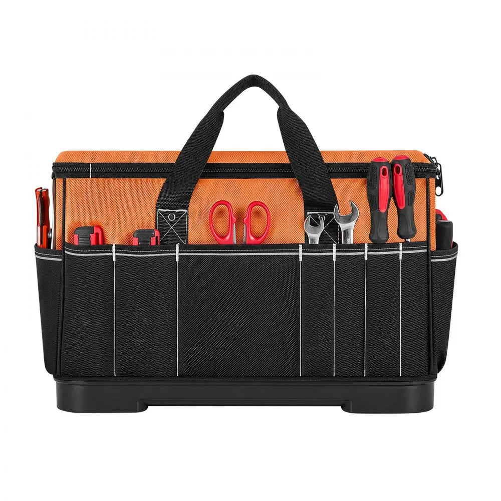 VEVOR Tool Bag, 19.1 Inch, 33-Pocket Portable Large Tool Box Organizer Storage, Toolbox with Water-Resistant Base, Zipper, Adjustable Shoulder Strap Toolbag, for Men Women Dad Husband Fathers Day