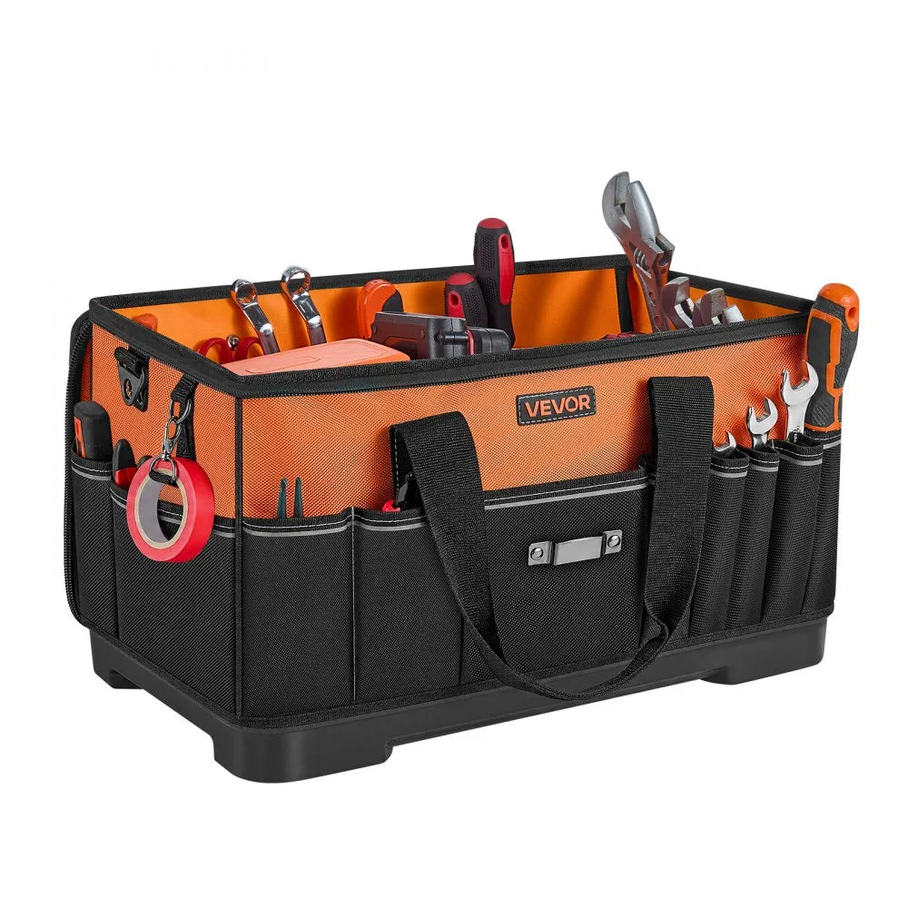 VEVOR Tool Bag, 19.1 Inch, 33-Pocket Portable Large Tool Box Organizer Storage, Toolbox with Water-Resistant Base, Zipper, Adjustable Shoulder Strap Toolbag, for Men Women Dad Husband Fathers Day