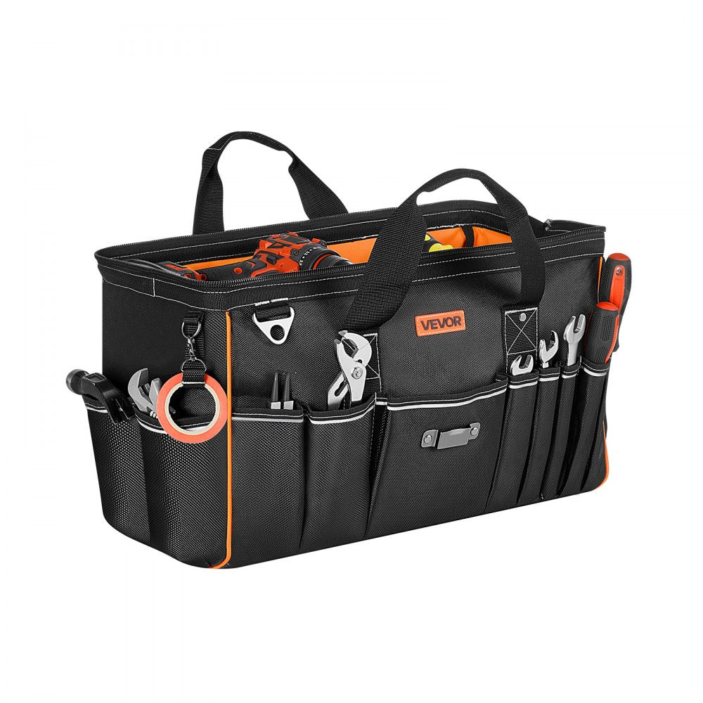 VEVOR Tool Bag, 20 Inch, 33-Pocket Portable Large Tool Box Organizer Storage, Toolbox with Big Zipper, Adjustable Shoulder Strap, Water-Resistant Carry Toolbag, for Men Women Dad Husband Fathers Day