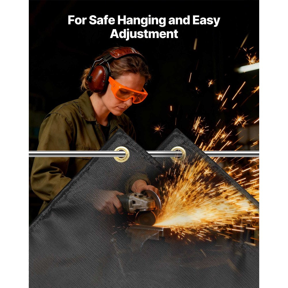 VEVOR Welding Blanket, 4 x 6 FT Silicone Coated Fiberglass Welding Blanket, Up to 1800°F Heat Resistant Safety Protection Blankets, Flame Retardant Fireproof Insulation Mat with Metal Grommets