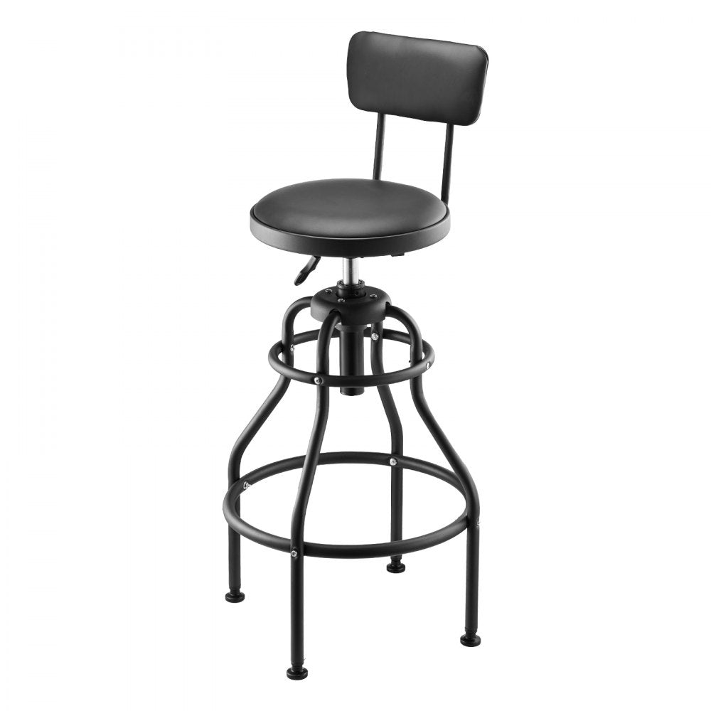 VEVOR Shop Stool with Backrest, Pneumatic Garage Seat/Work Stool with 300 lbs Capacity, Adjustable Height Roller Creeper Seat, 360° Swivel Padded Workshop Stool, for Garage, Shop & Auto Repair, Black