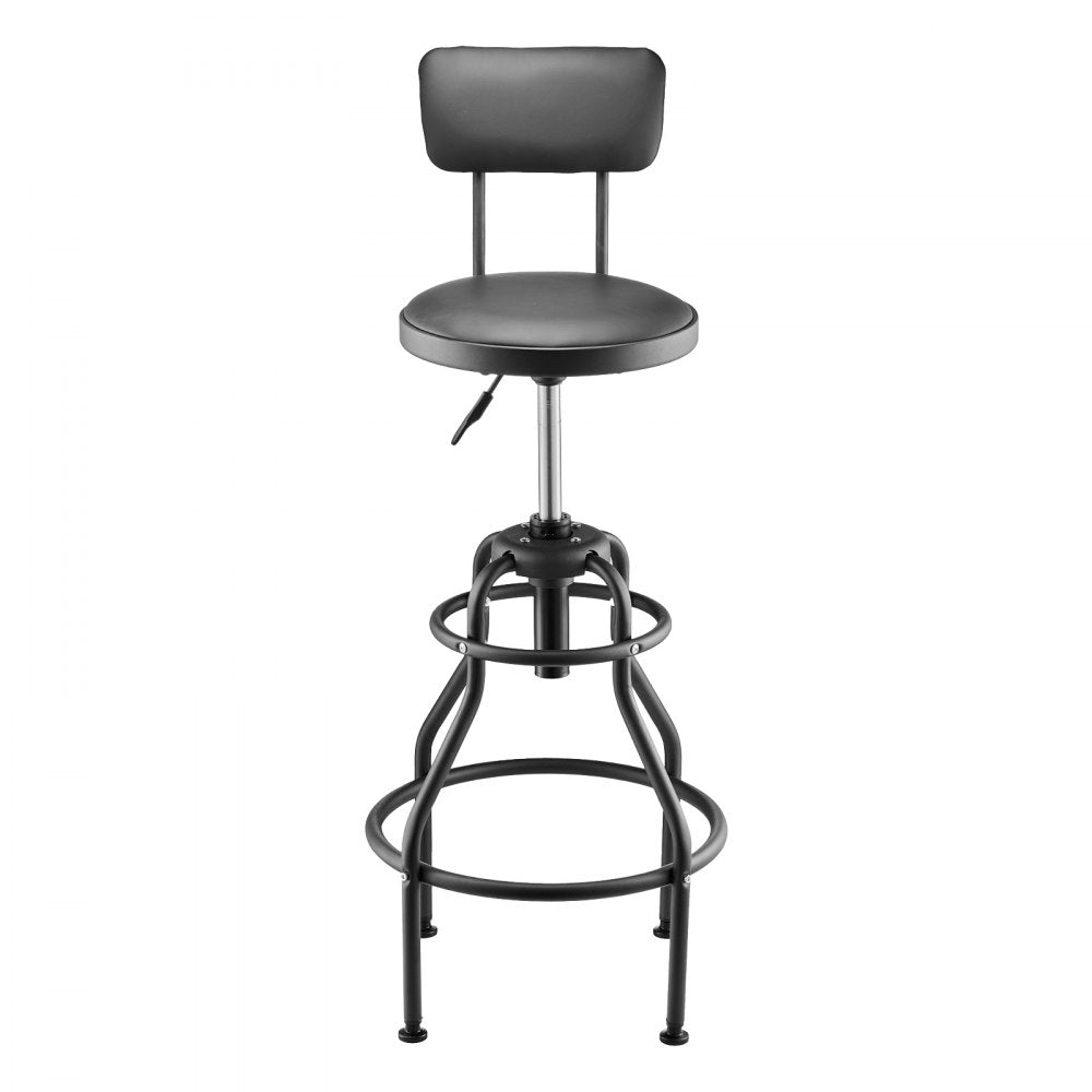 VEVOR Shop Stool with Backrest, Pneumatic Garage Seat/Work Stool with 300 lbs Capacity, Adjustable Height Roller Creeper Seat, 360° Swivel Padded Workshop Stool, for Garage, Shop & Auto Repair, Black