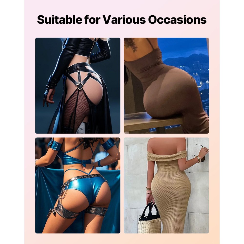 VEVOR Silicone Butts, 100% Silicone Hip Enhancer Shapewear Panty, Fake Buttock Enhancers Pants for Crossdresser, Transgender, Cosplay, Drag Queen (Brown)
