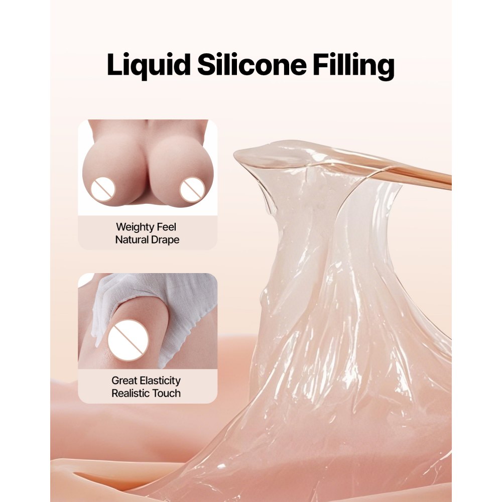 VEVOR Silicone Breastplate, K Sized High Neckline Fake Breasts for Crossdressers, Realistic Silicone-Filled Fake Boobs Breast Forms for Transgender Cosplay Drag Queen, Ivory
