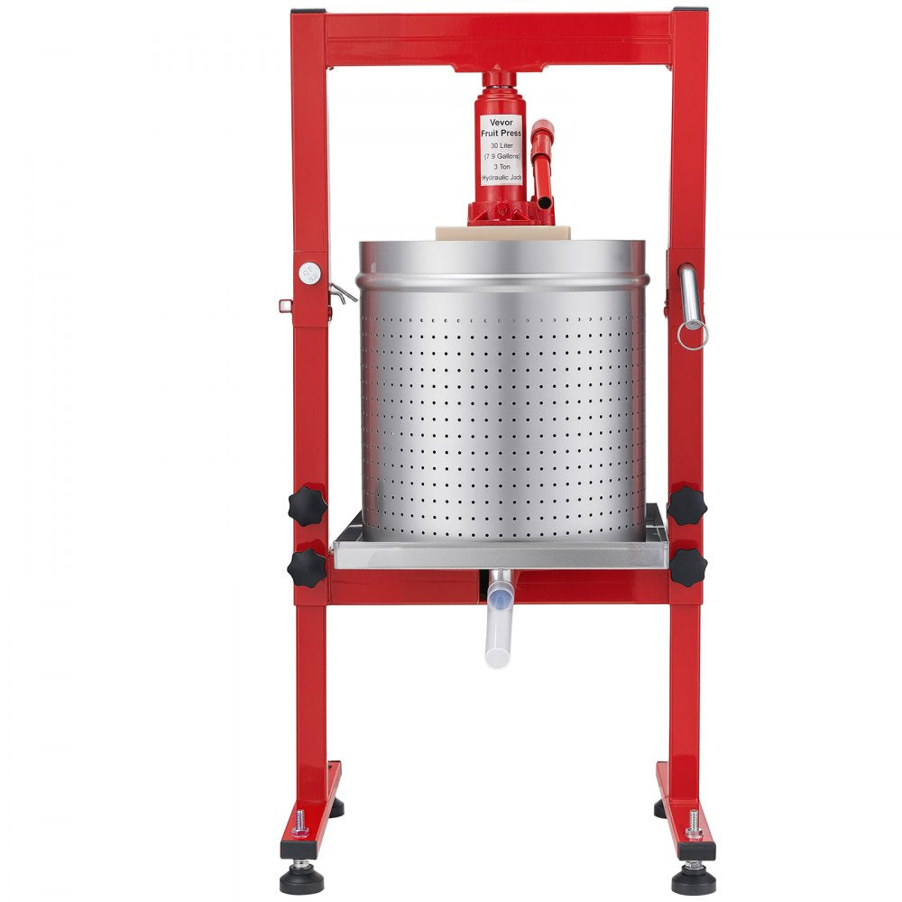 VEVOR Hydraulic Fruit Wine Press, 7.93Gal/30L, Stainless Steel Heavy Duty Manual Juice Maker, Cider Apple Grape Vegetable Crusher, Cheese/Tincture/Herbal Press, with 2 Filter Bags, for Kitchen Home