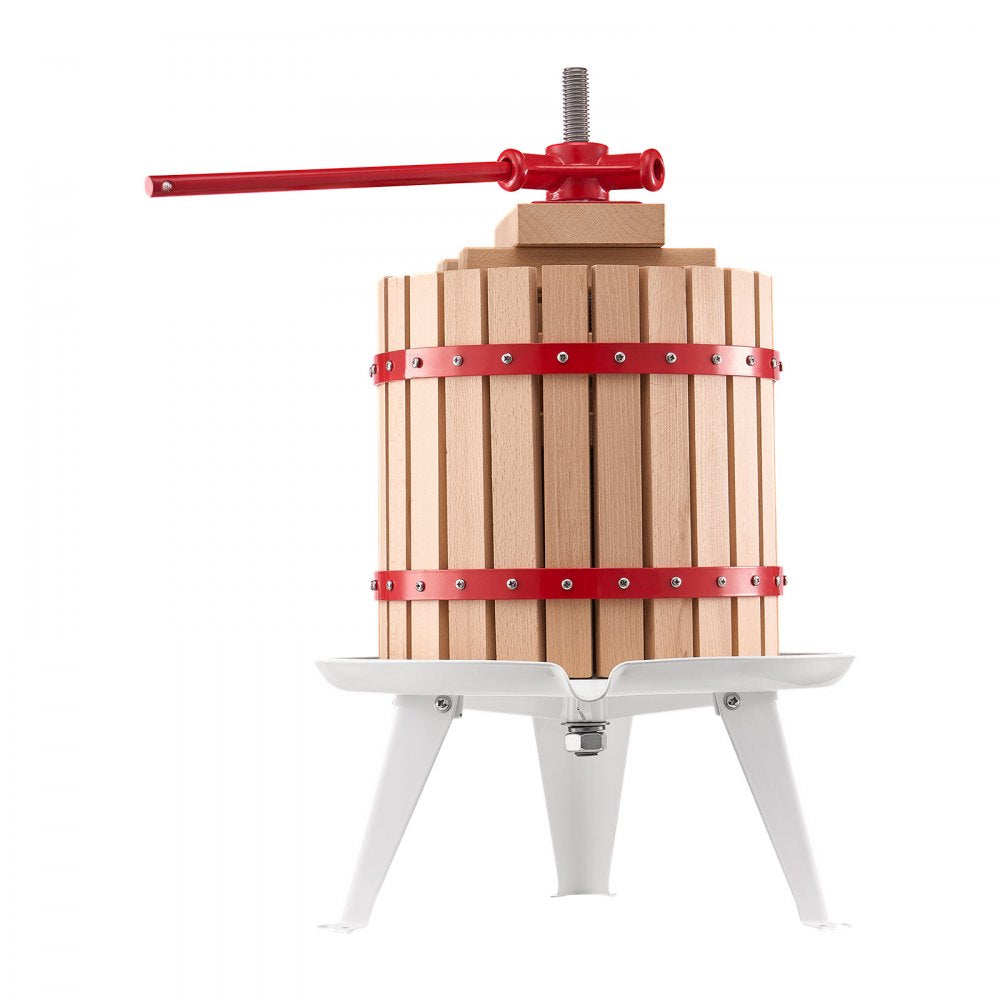 VEVOR 3.2 Gal/12L Fruit Wine Press, Solid Wood Basket with 8 Blocks, Heavy Duty Manual Juice Maker, Cider Apple Grape Tincture Honey Olive Oil Making Press with Handle for Kitchen, Home