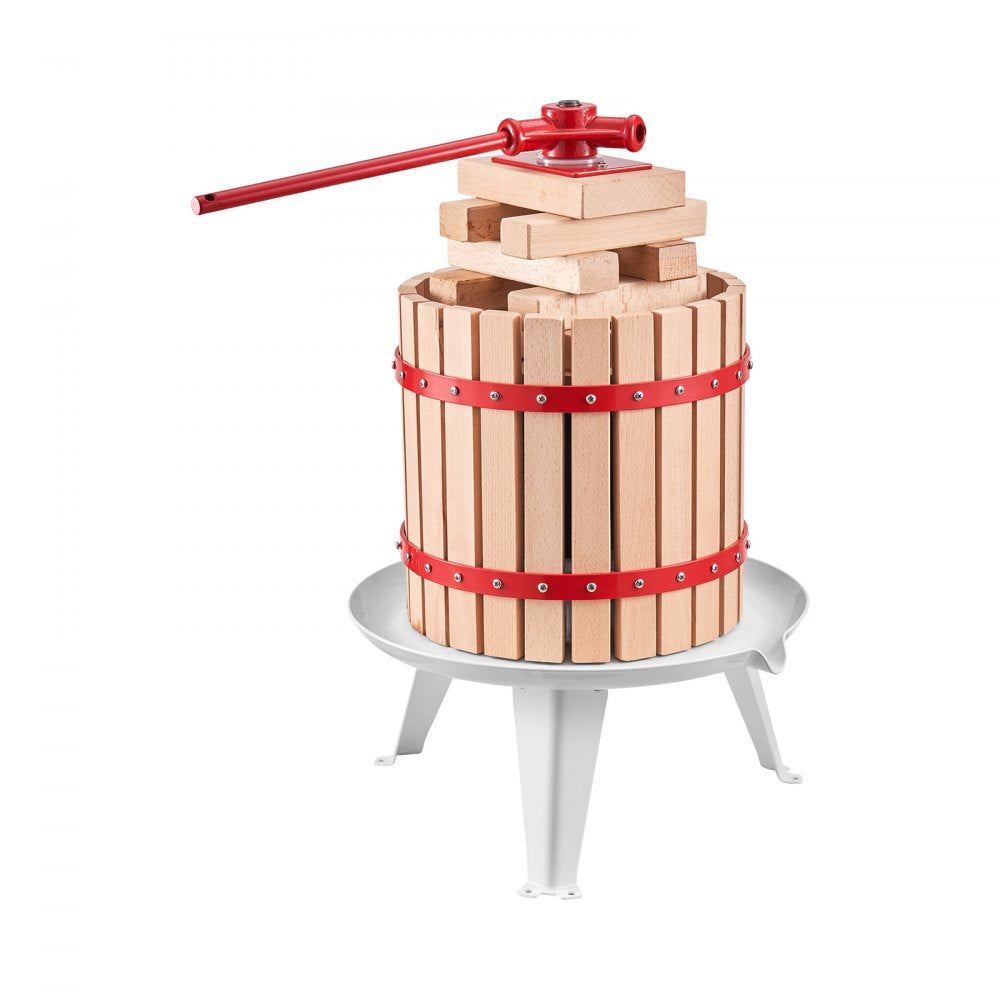 VEVOR 3.2 Gal/12L Fruit Wine Press, Solid Wood Basket with 8 Blocks, Heavy Duty Manual Juice Maker, Cider Apple Grape Tincture Honey Olive Oil Making Press with Handle for Kitchen, Home