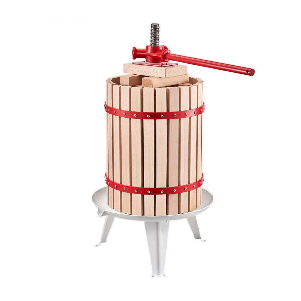 VEVOR 4.75 Gal/18L Fruit Wine Press, Solid Wood Basket with 8 Blocks, Heavy Duty Manual Juice Maker, Cider Apple Grape Tincture Honey Olive Oil Making Press with Handle for Kitchen, Home