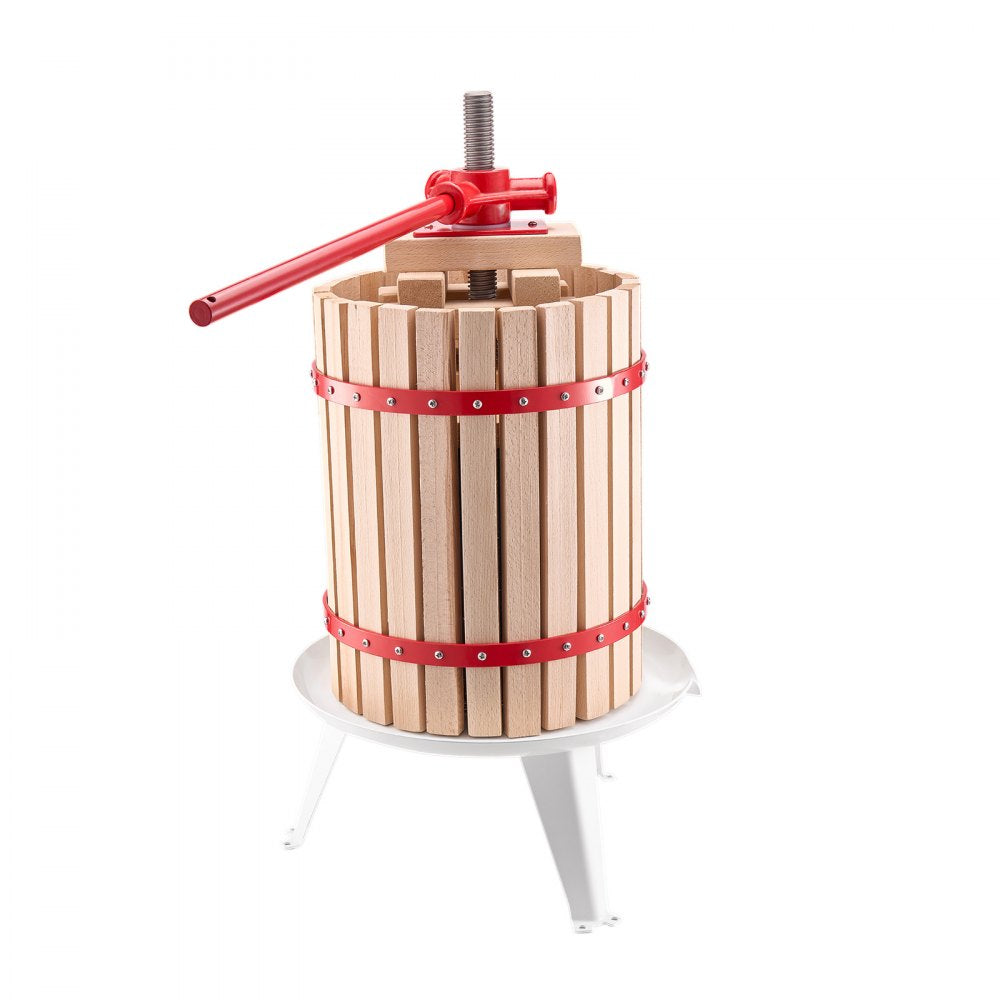 VEVOR 4.75 Gal/18L Fruit Wine Press, Solid Wood Basket with 8 Blocks, Heavy Duty Manual Juice Maker, Cider Apple Grape Tincture Honey Olive Oil Making Press with Handle for Kitchen, Home