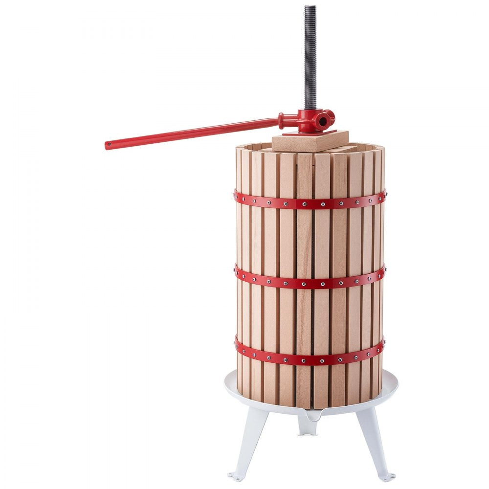 VEVOR Fruit Wine Press, 7.93Gal/30L Manual Juice Maker, Solid Beech Wood Basket, Vintage Traditional Juicer with 6 Press Wooden Blocks, 2 Filter Bags, Heavy Duty Pole Handle Bar for Cider Apple Grape