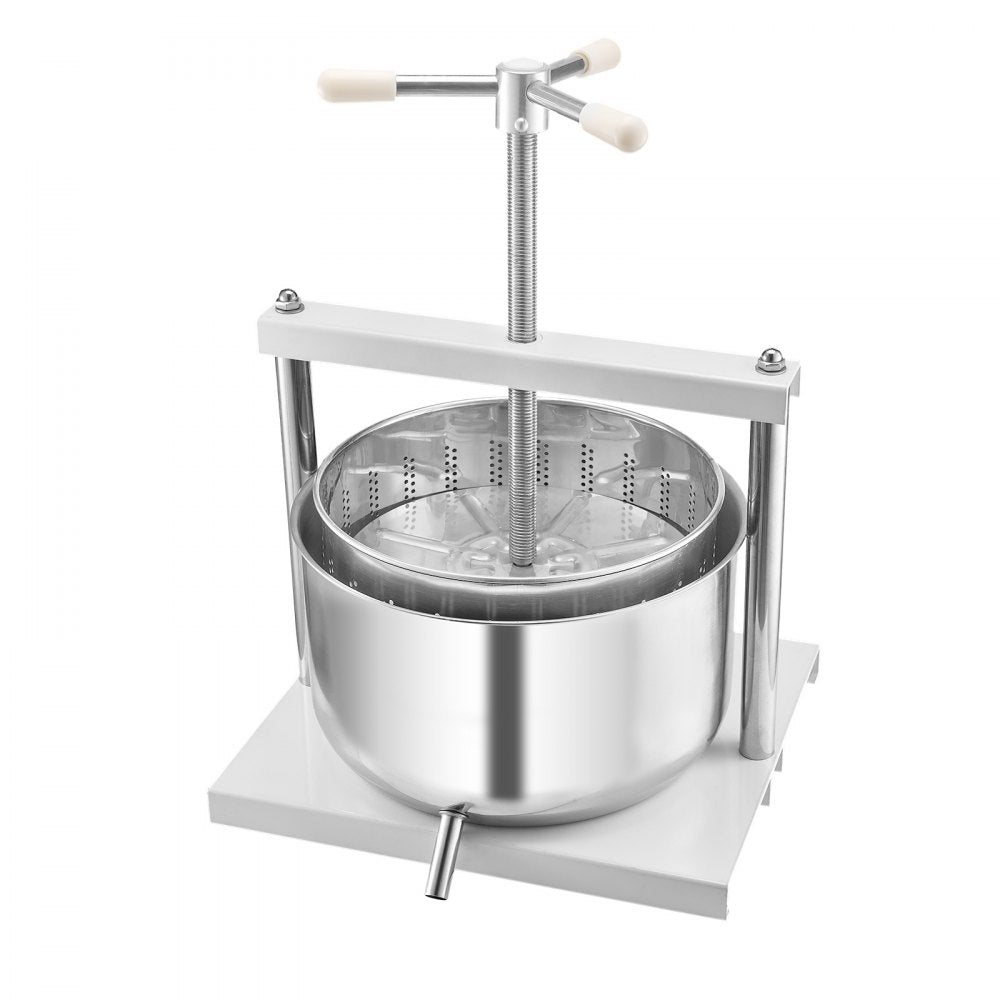 VEVOR 3.17 Gal/12L Fruit Wine Press, 2 Stainless Steel Barrels, Manual Juice Maker, Cider Apple Grape Tincture Honey Olive Oil Making Press with Triangular Handle for Outdoor Kitchen Home
