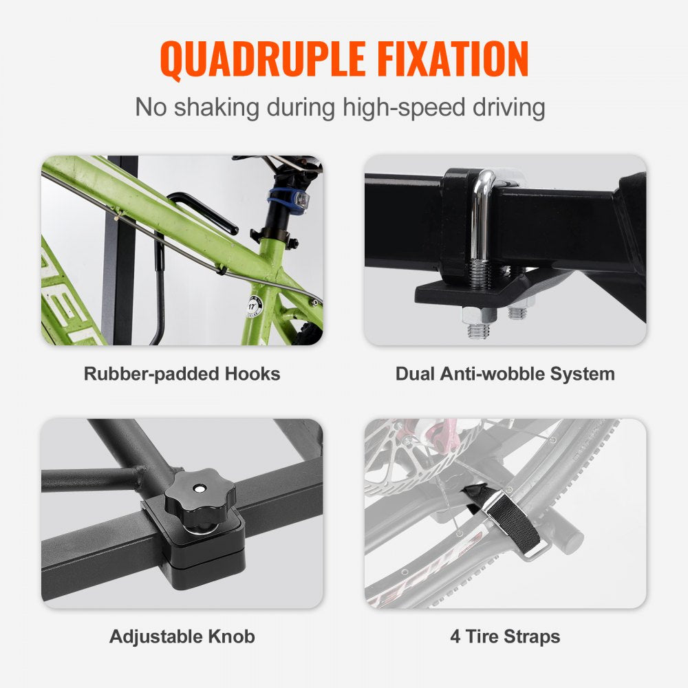 VEVOR Hitch Mount Bike Rack, 2-Bike Platform Style, 160 LBS Max Capacity Bike Rack Hitch for 2-inch Receiver, Titling and Folding Bike Carrier with Tires up to 5" Wide, for Car, SUV, Truck, RV