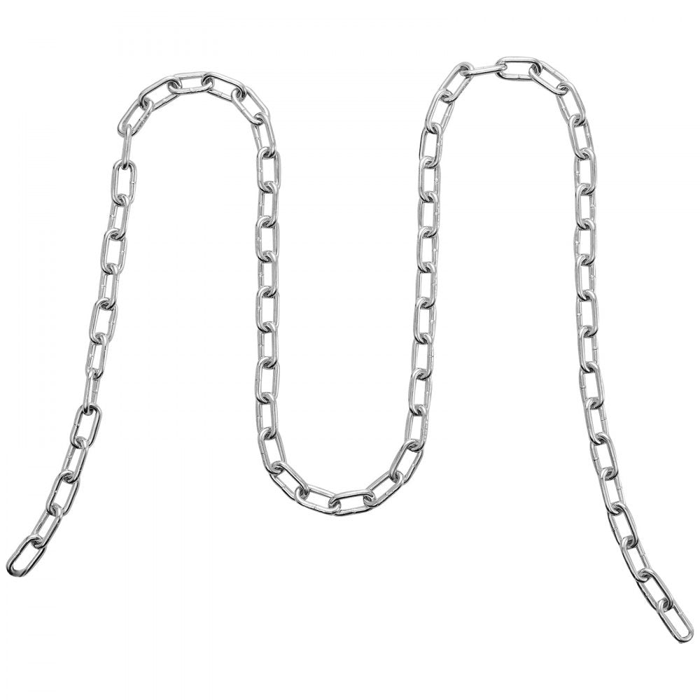 VEVOR Proof Coil Chain, 3/16" x 100', 1100 lbs Safe Working Load, Zinc Plated Proof Tested Coil Chain with Two Quick Links, Galvanized Carbon Steel Link Chain for Towing, Hanging, Camping, Pet Towing