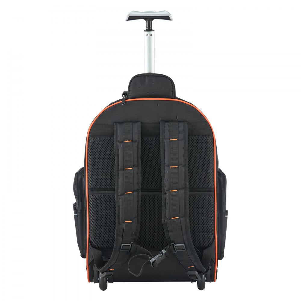 VEVOR Rolling Tool Backpack, 110 lbs Load Capacity, 72 Pockets Heavy Duty Roller Tool Bag on Wheels, Adjustable Telescoping Handle & Stable Base, Toolbag Organizers for Construction, Mechanic