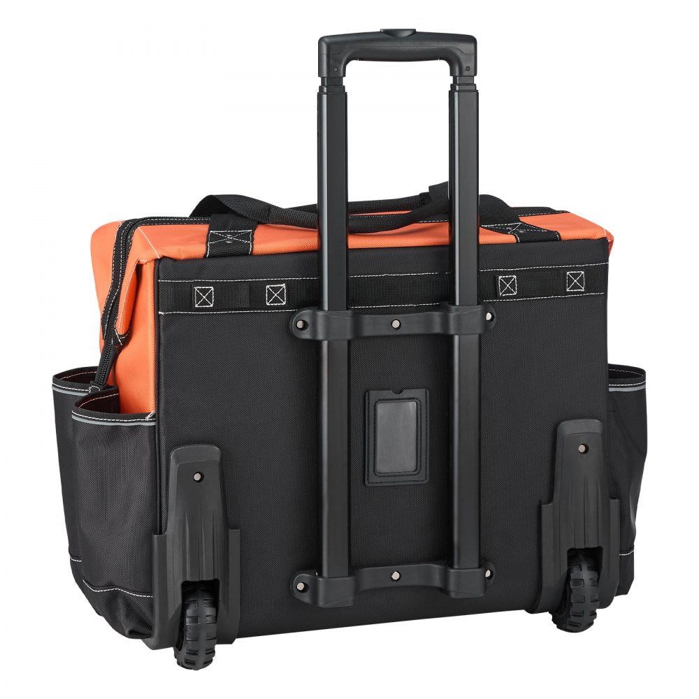 VEVOR Rolling Tool Bag, 110 lbs Load Capacity, 27 Pockets Heavy Duty Roller Tool Bag on Wheels, Adjustable Telescoping Handle & Stable Base, Toolbag Organizers with Wheels for Construction, Mechanic
