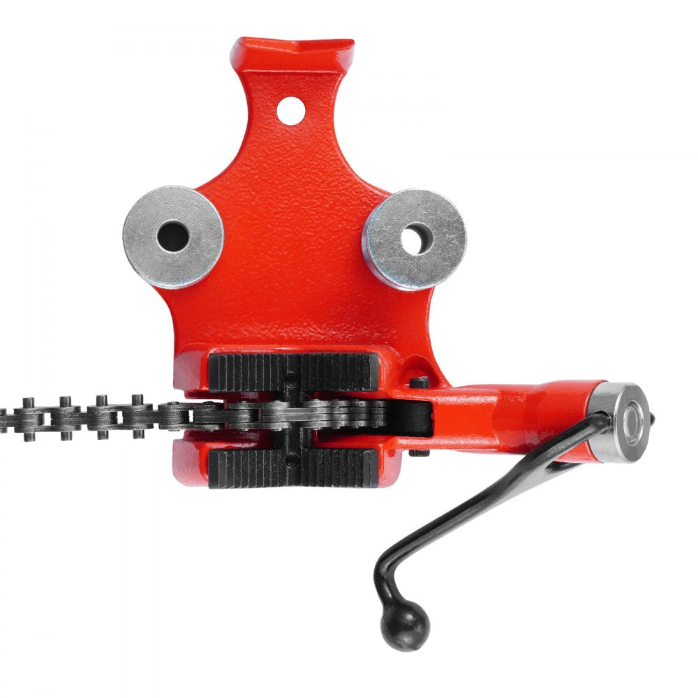 VEVOR Heavy-Duty Pipe Chain Vise, 1/8" - 5" Pipe Capacity, 26" Rugged Chain & Cast Iron Base, Hitch Mount Vise Plate Holder With Adjustable Height - Fits 2 inch x 2 inch Receiver