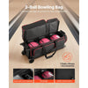 VEVOR Bowling Ball Bag, 3 Ball Double Roller Bowling Bag with Wheels, Featuring a Separate Compartment for Shoes (Up To US Size 16) & Oversized Accessory Pocket, Retractable Handle Extends to 41.34 in