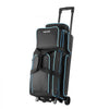 VEVOR Bowling Ball Bag, 3 Ball Double Roller Bowling Bag with Wheels, Featuring a Separate Compartment for Shoes (Up To US Size 16) & Oversized Accessory Pocket, Retractable Handle Extends to 41.34 in