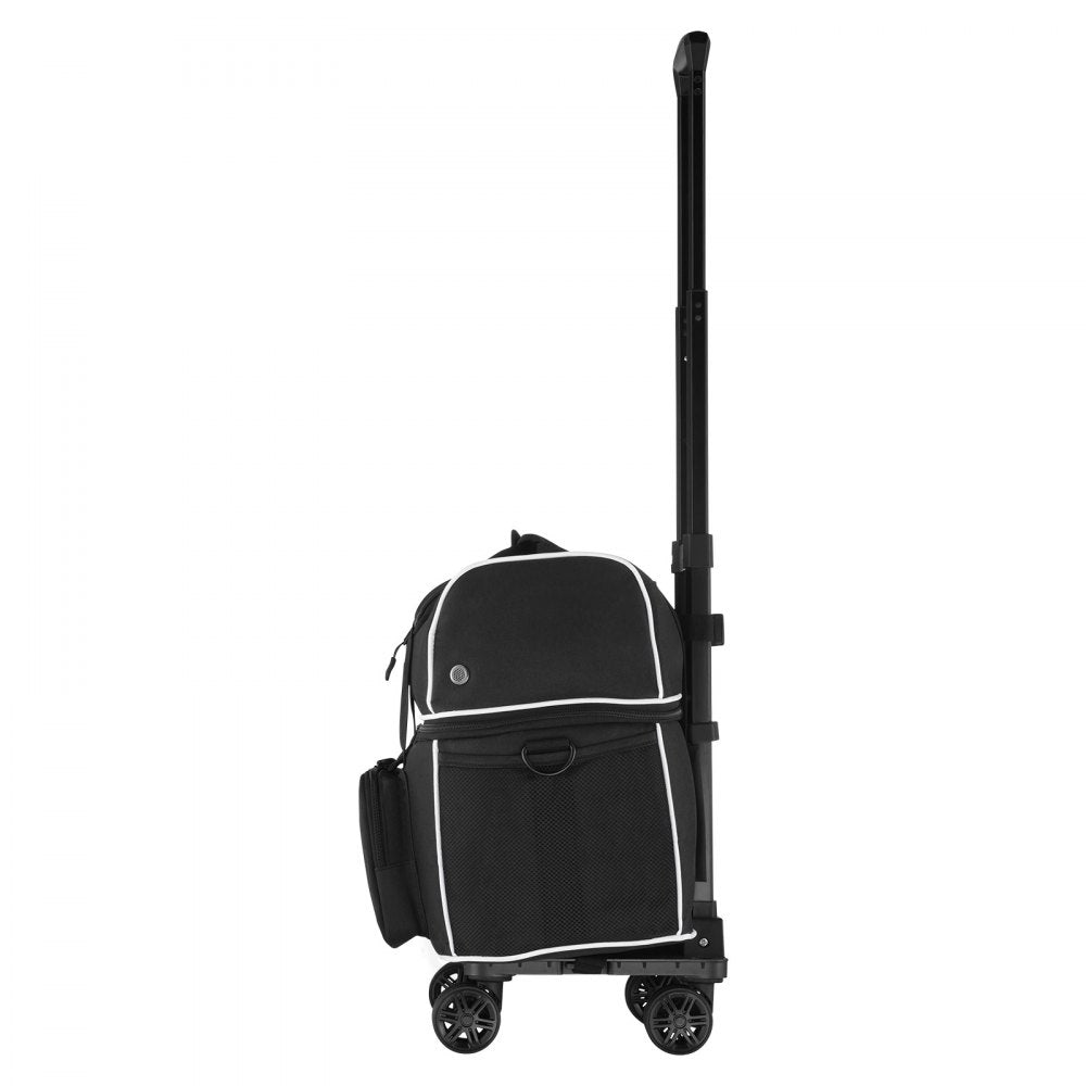 VEVOR Bowling Ball Bag, 2 Ball Four Roller Bowling Bag with Wheels, Featuring a Separate Compartment for Shoes (Up To US Size 16) & Oversized Accessory Pocket, Retractable Handle Extends to 37.4 in