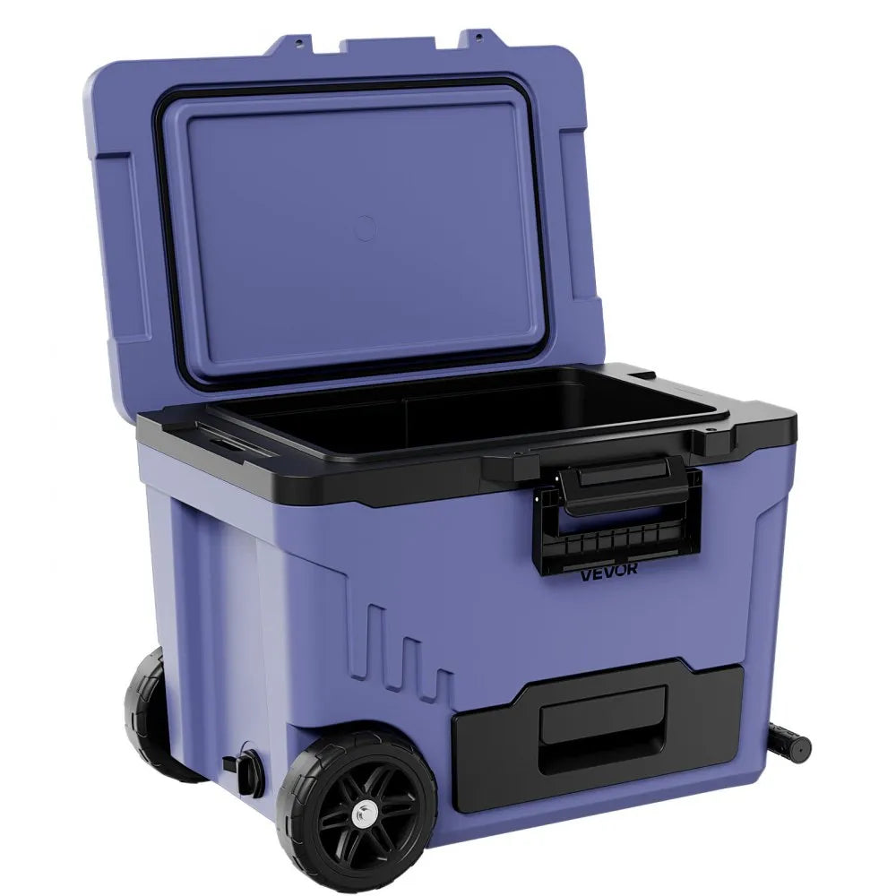 VEVOR Hard Cooler, 45QT Portable Rolling Cooler with Wheels, Leak-Resistant Coolbox Keeps Contents Cool for 48 Hours, Ice Retention Insulated Chests, Ultra-Light for Outdoor Picnics, Grill, Camping