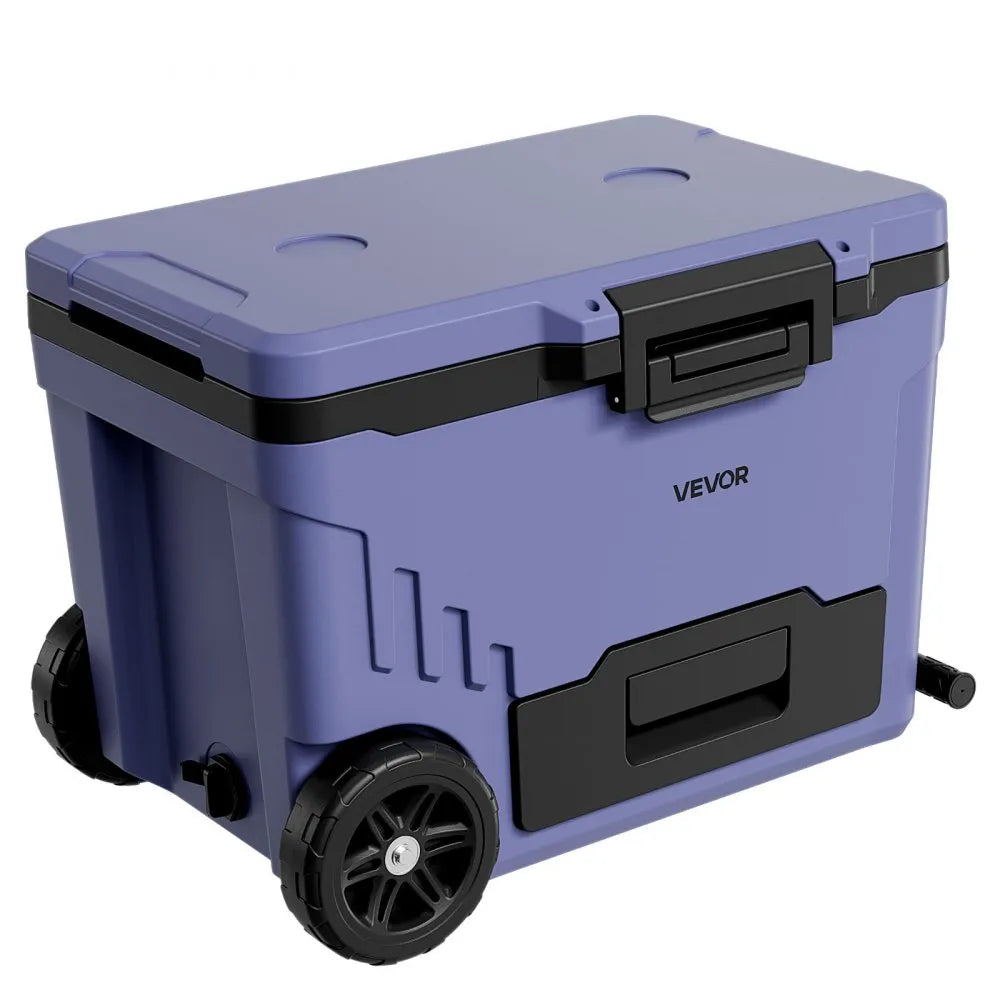 VEVOR Hard Cooler, 45QT Portable Rolling Cooler with Wheels, Leak-Resistant Coolbox Keeps Contents Cool for 48 Hours, Ice Retention Insulated Chests, Ultra-Light for Outdoor Picnics, Grill, Camping