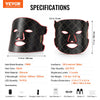 VEVOR Red Light Therapy for Face, Red Light Therapy Mask with 3 Wavelengths and 3 Intensity Levels, LED Face Mask Light Therapy, Portable Facial Skin Care Device for Skin Health, Anti Aging Wrinkles