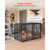 VEVOR 64 Inch Heavy Duty Dog Crate, Max Load Capacity 300 lbs, Indestructible Escape-Proof Dog Kennel Indoor for High Anxiety Large Breeds, Steel Metal Pet Cage with Double Doors & Lockable Wheels
