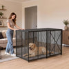 VEVOR 64 Inch Heavy Duty Dog Crate, Max Load Capacity 300 lbs, Indestructible Escape-Proof Dog Kennel Indoor for High Anxiety Large Breeds, Steel Metal Pet Cage with Double Doors & Lockable Wheels