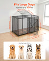 VEVOR 64 Inch Heavy Duty Dog Crate, Max Load Capacity 300 lbs, Indestructible Escape-Proof Dog Kennel Indoor for High Anxiety Large Breeds, Steel Metal Pet Cage with Double Doors & Lockable Wheels