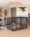 VEVOR 64 Inch Heavy Duty Dog Crate, Max Load Capacity 300 lbs, Indestructible Escape-Proof Dog Kennel Indoor for High Anxiety Large Breeds, Steel Metal Pet Cage with Double Doors & Lockable Wheels