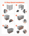 VEVOR 64 Inch Heavy Duty Dog Crate, Max Load Capacity 300 lbs, Indestructible Escape-Proof Dog Kennel Indoor for High Anxiety Large Breeds, Steel Metal Pet Cage with Double Doors & Lockable Wheels