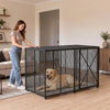 VEVOR 64 Inch Heavy Duty Dog Crate, Max Load Capacity 300 lbs, Indestructible Escape-Proof Dog Kennel Indoor for High Anxiety Large Breeds, Steel Metal Pet Cage with Double Doors & Lockable Wheels