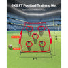 VEVOR 6 x 6 ft Football Trainer Throwing Net, Training Throwing Target Practice Net with 5 Target Pockets, Knotless Net Includes Straps and Portable Carry Case, Improve QB Throwing Accuracy, Red