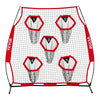 VEVOR 6 x 6 ft Football Trainer Throwing Net, Training Throwing Target Practice Net with 5 Target Pockets, Knotless Net Includes Straps and Portable Carry Case, Improve QB Throwing Accuracy, Red