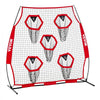 VEVOR 6 x 6 ft Football Trainer Throwing Net, Training Throwing Target Practice Net with 5 Target Pockets, Knotless Net Includes Straps and Portable Carry Case, Improve QB Throwing Accuracy, Red