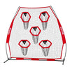 VEVOR 7 x 7 ft Football Trainer Throwing Net, Training Throwing Target Practice Net with 5 Target Pockets, Knotless Net Includes Straps and Portable Carry Case, Improve QB Throwing Accuracy, Red