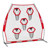 VEVOR 7 x 7 ft Football Trainer Throwing Net, Training Throwing Target Practice Net with 5 Target Pockets, Knotless Net Includes Straps and Portable Carry Case, Improve QB Throwing Accuracy, Red