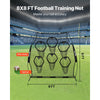 VEVOR 8 x 8 ft Football Trainer Throwing Net, Training Throwing Target Practice Net with 6 Target Pockets, Knotless Net Includes Straps and Portable Carry Case, Improve QB Throwing Accuracy, Black