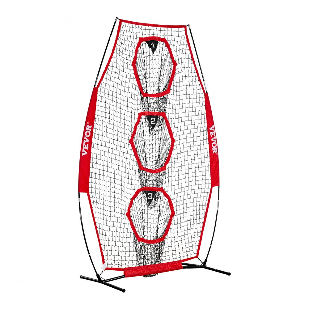 VEVOR 8 x 4 inch Football Trainer Throwing Net, Training Throwing Target Practice Net with 5 Target Pockets, Knotless Net Includes Straps and Portable Carry Case, Improve QB Throwing Accuracy, Red