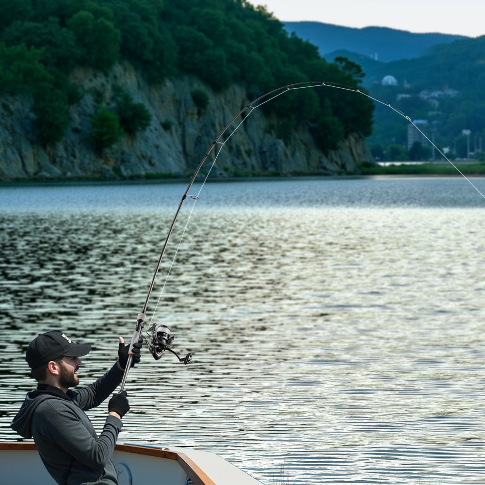 VEVOR Rod and Fishing Reel Combo, IM6 Carbon Fiber Spinning Rod and Reel Combo, Bass Fishing Pole with 6.5 ft Two-Piece Rods, 7+1 Ball Bearings, EVA Handle, Stainless Steel Guides with Ceramic Rings