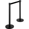 VEVOR Crowd Control Stanchion, Set of 4 Pieces Stanchion Set, Stanchion Set with 6.6 ft/2 m Black Retractable Belt, Black Crowd Control Barrier with Concrete and Metal Base – Easy Connect Assembly
