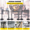 VEVOR Crowd Control Stanchion, Set of 6 Pieces Stanchion Set, Stanchion Set with 6.6 ft/2 m Black Retractable Belt, Black Crowd Control Barrier with Concrete and Metal Base - Easy Connect Assembly