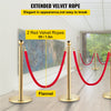 VEVOR Crowd Control Stanchion, Set of 4 Pieces Stanchion Set, Stanchion Set with 5 ft/1.5 m Red Velvet Rope, Crowd Control Barrier