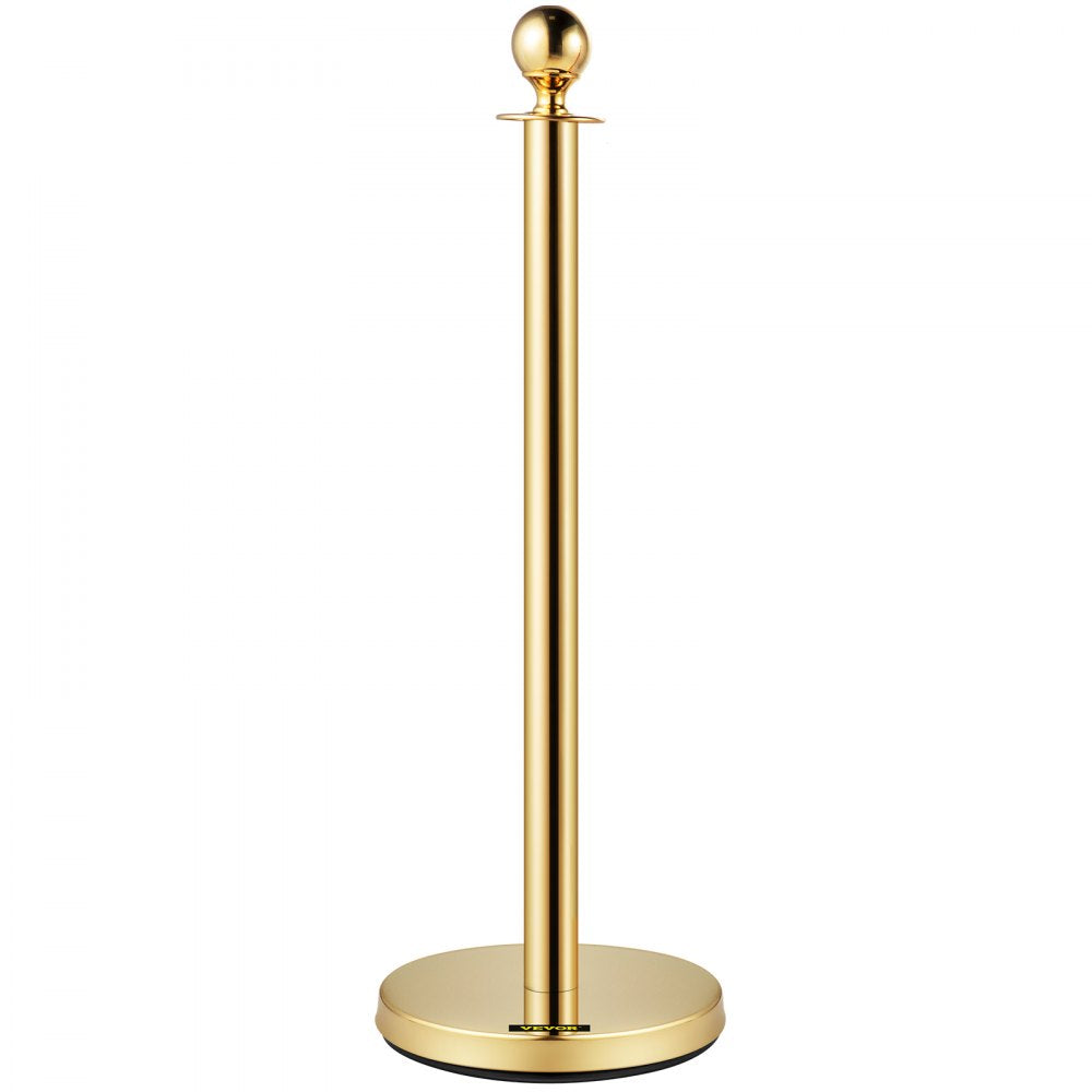 VEVOR Crowd Control Stanchion, Set of 4 Pieces Stanchion Set, Stanchion Set with 5 ft/1.5 m Red Velvet Rope, Crowd Control Barrier