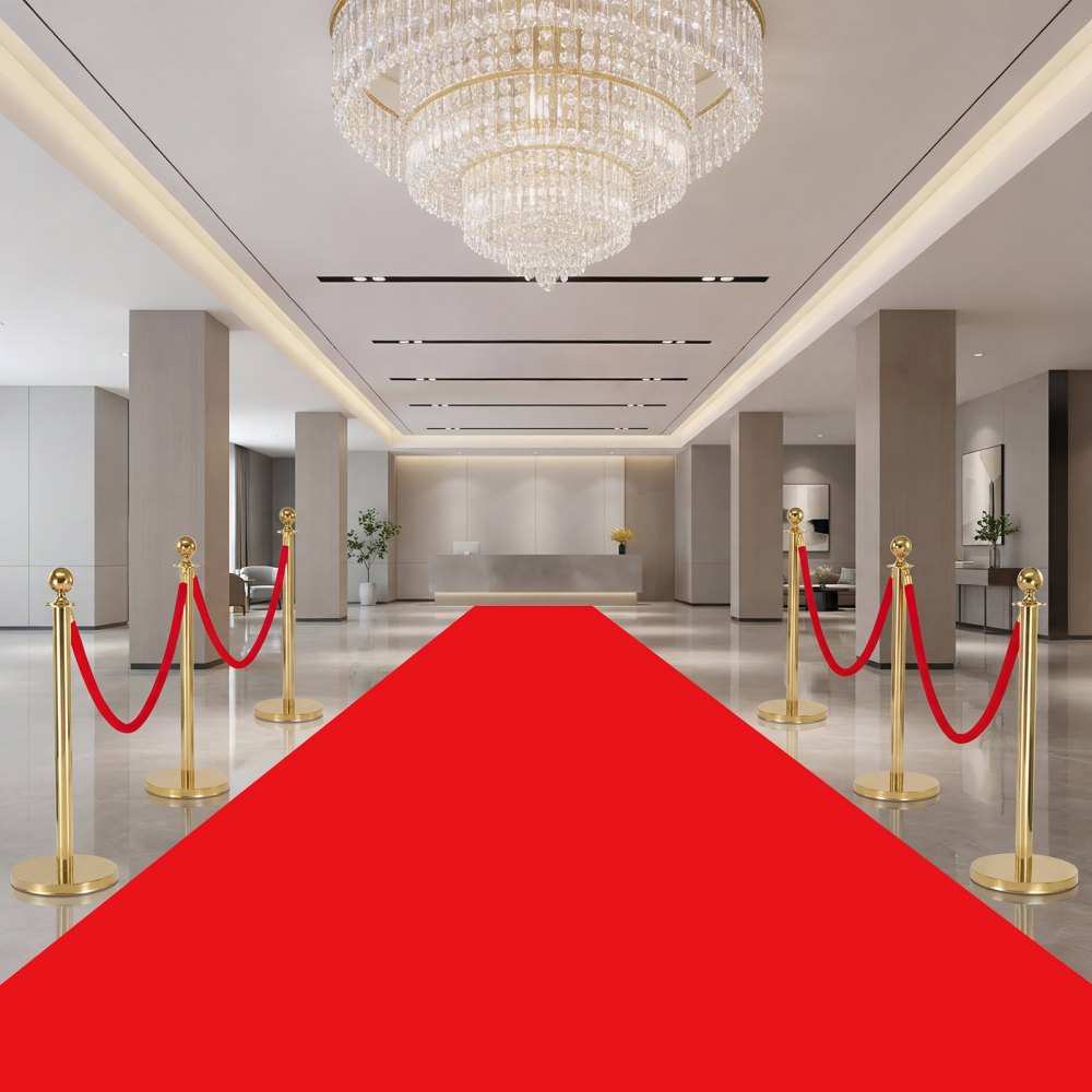 VEVOR 2 Pcs Red Velvet Stanchion Ropes, 5 ft Crowd Control Stanchion Red Velvet Ropes with Gold Hooks, Post Queue Barrier Carpet Rope for Carpet Events Movie Theaters Grand Openings Hotels Party